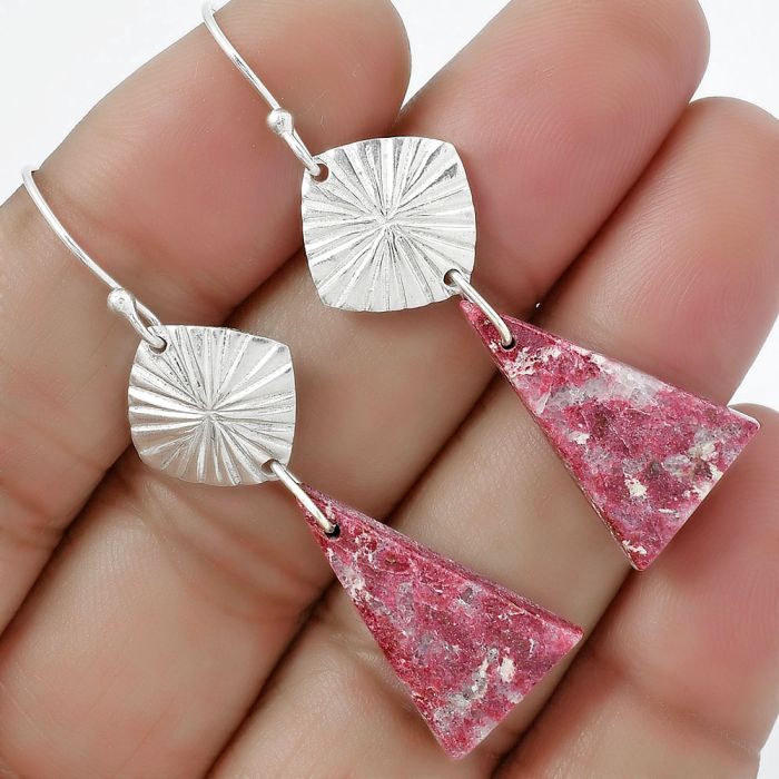 Natural Pink Thulite - Norway Earrings SDE61338 E-1094, 13x22 mm