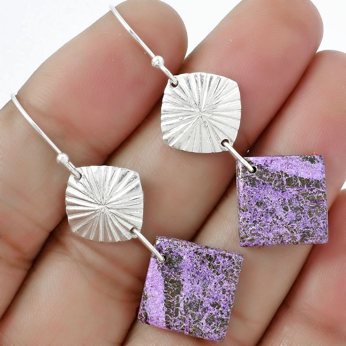 Natural Purpurite - South Africa Earrings SDE61350 E-1094, 14x14 mm