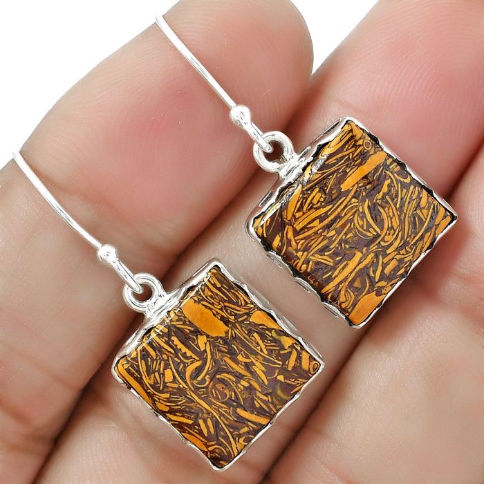 Natural Coquina Fossil Jasper - India Earrings SDE61366 E-1113, 13x13 mm