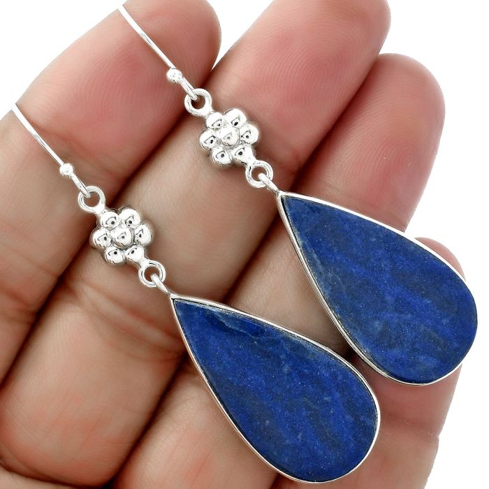 Natural Dumortierite Quartz Earrings SDE61551 E-1094, 15x31 mm