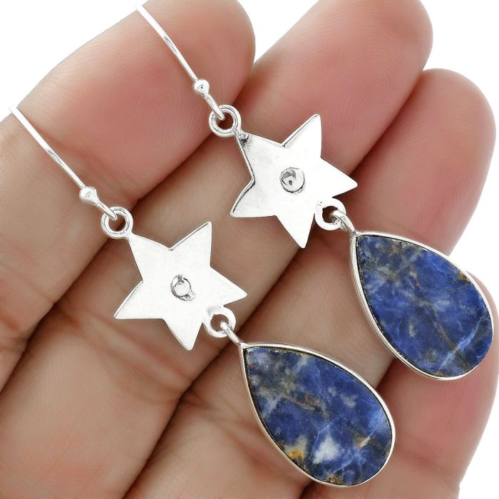 Star - Natural Sodalite Earrings SDE61635 E-1094, 12x21 mm