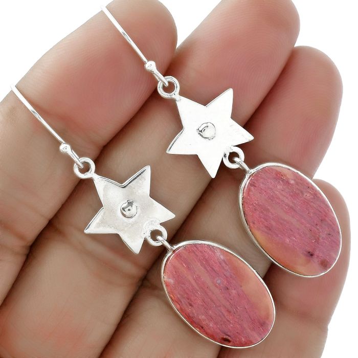 Star - Natural Pink Tulip Quartz Earrings SDE61636 E-1094, 13x22 mm