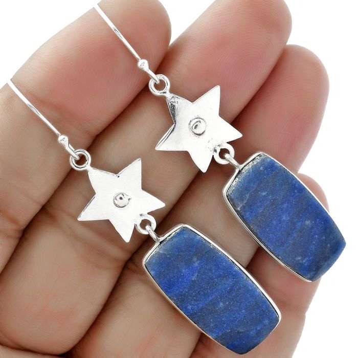 Star - Natural Dumortierite Quartz Earrings SDE61650 E-1094, 12x25 mm