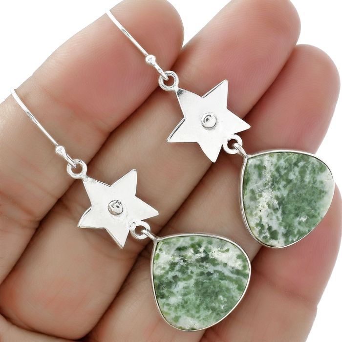 Star - Natural Dioptase Earrings SDE61655 E-1094, 18x18 mm