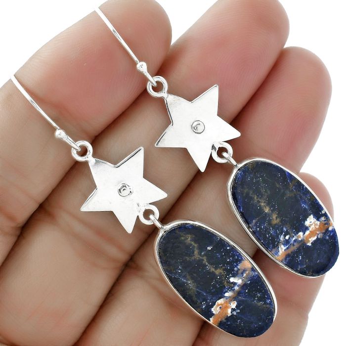 Star - Natural Sodalite Earrings SDE61657 E-1094, 13x25 mm