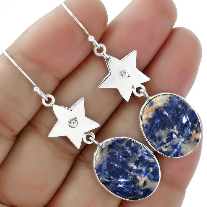 Star - Natural Sodalite Earrings SDE61660 E-1094, 16x20 mm