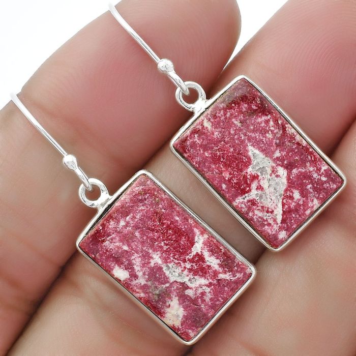 Natural Pink Thulite - Norway Earrings SDE61780 E-1001, 12x18 mm