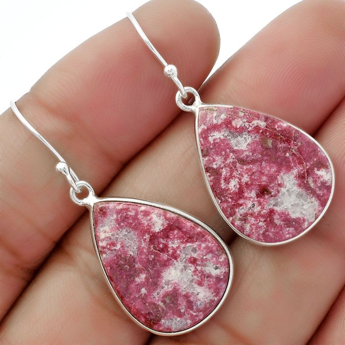 Natural Pink Thulite - Norway Earrings SDE61785 E-1001, 16x22 mm