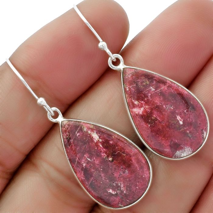 Natural Pink Thulite - Norway Earrings SDE61791 E-1001, 15x24 mm