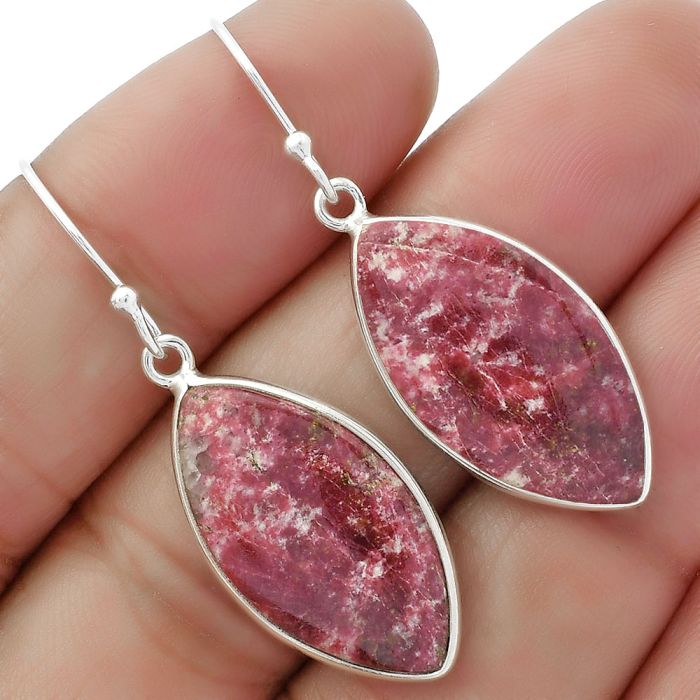 Natural Pink Thulite - Norway Earrings SDE61792 E-1001, 13x25 mm