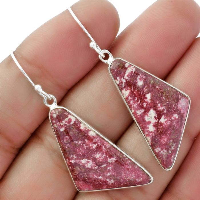 Natural Pink Thulite - Norway Earrings SDE61812 E-1001, 14x30 mm