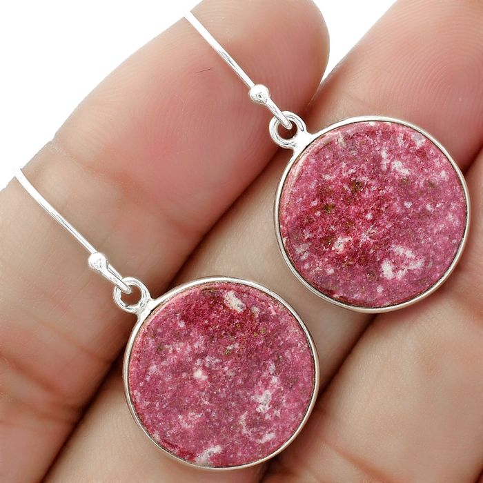 Natural Pink Thulite - Norway Earrings SDE61880 E-1001, 18x18 mm