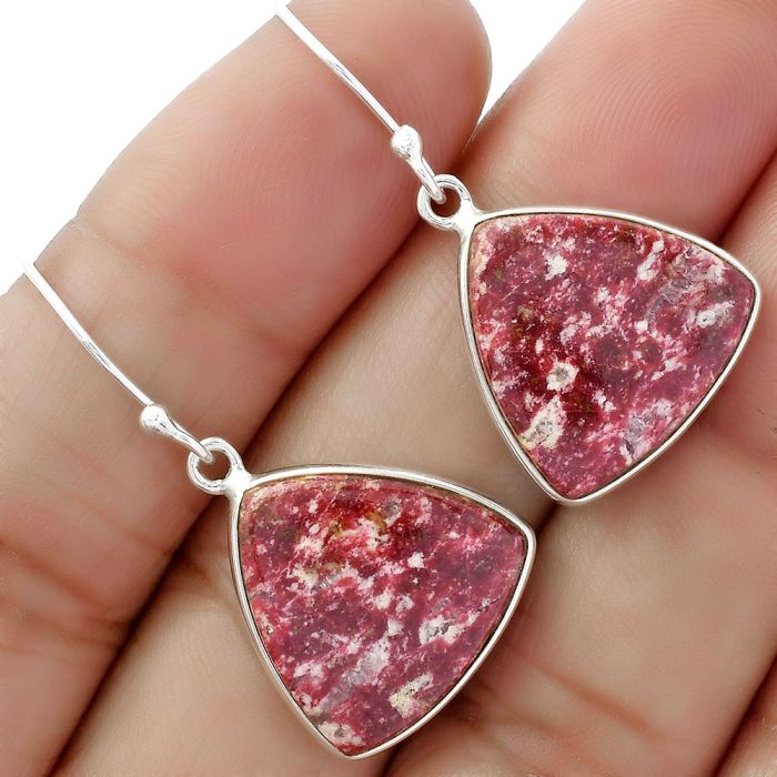 Natural Pink Thulite - Norway Earrings SDE61882 E-1001, 17x17 mm