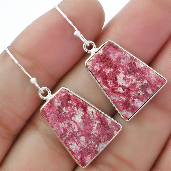 Natural Pink Thulite - Norway Earrings SDE61886 E-1001, 15x19 mm