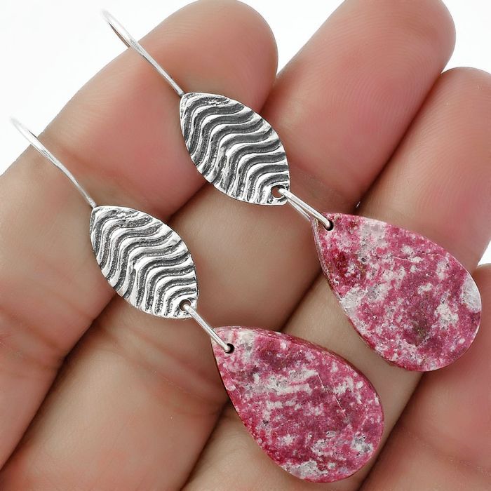 Natural Pink Tulip Quartz Earrings SDE61952 E-1203, 14x23 mm