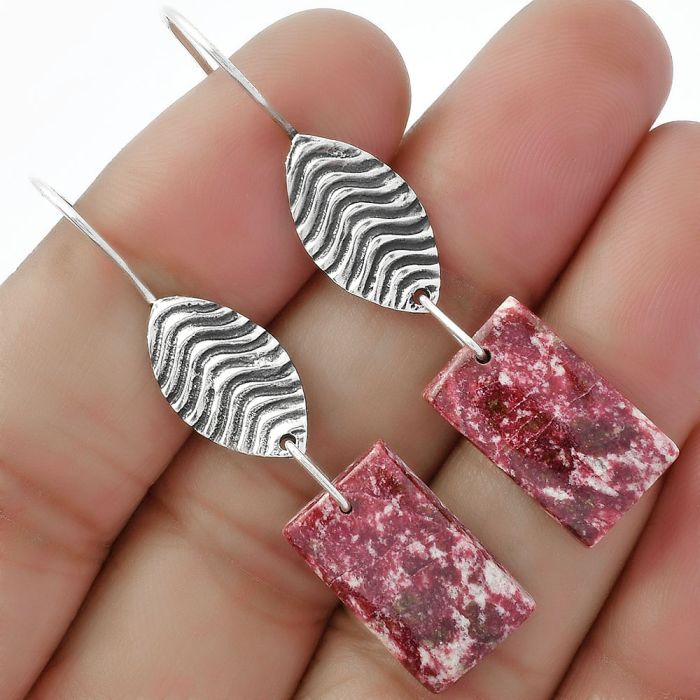 Natural Pink Thulite - Norway Earrings SDE61955 E-1203, 10x18 mm