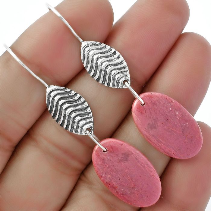 Natural Pink Tulip Quartz Earrings SDE61958 E-1203, 13x22 mm