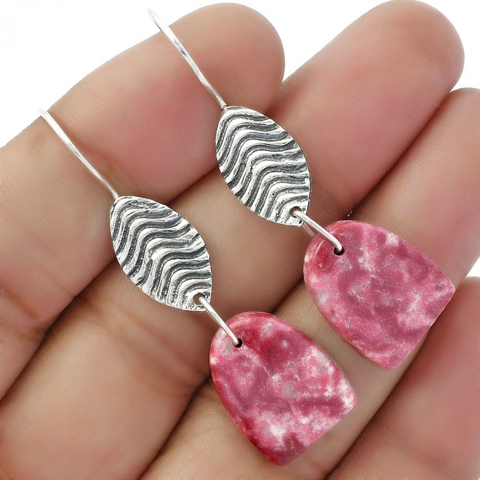 Natural Pink Thulite - Norway Earrings SDE61959 E-1203, 13x17 mm