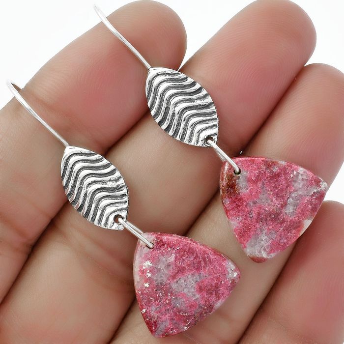 Natural Pink Thulite - Norway Earrings SDE61997 E-1203, 17x17 mm