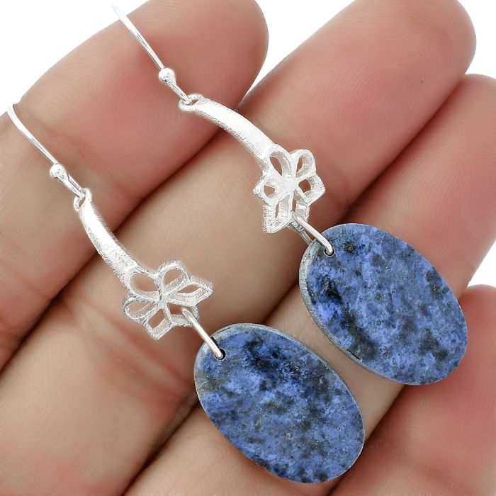 Natural Dumortierite Quartz Earrings SDE62007 E-1205, 13x20 mm