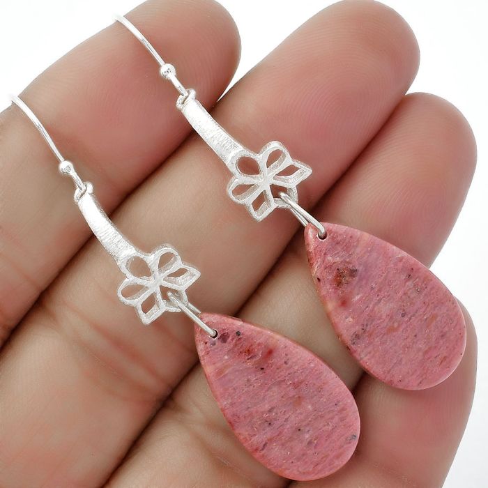 Natural Pink Tulip Quartz Earrings SDE62020 E-1205, 13x24 mm