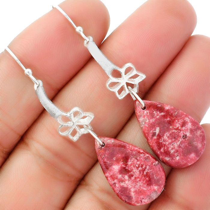 Natural Pink Thulite - Norway Earrings SDE62024 E-1205, 13x21 mm