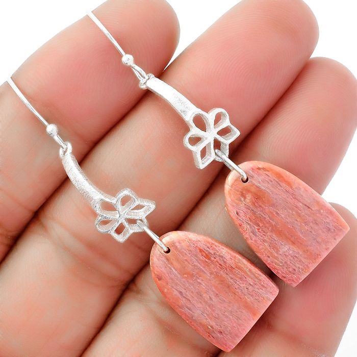 Natural Pink Tulip Quartz Earrings SDE62040 E-1205, 14x20 mm