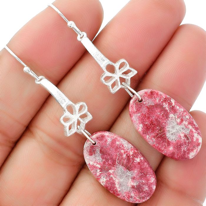 Natural Pink Thulite - Norway Earrings SDE62044 E-1205, 13x23 mm