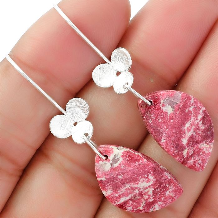 Natural Pink Thulite - Norway Earrings SDE62061 E-1094, 13x20 mm