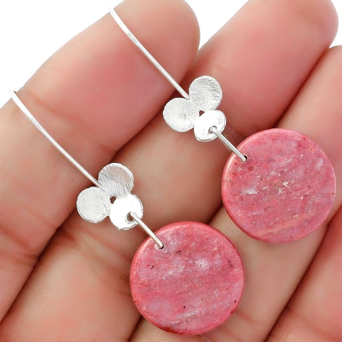 Natural Pink Tulip Quartz Earrings SDE62074 E-1094, 17x17 mm