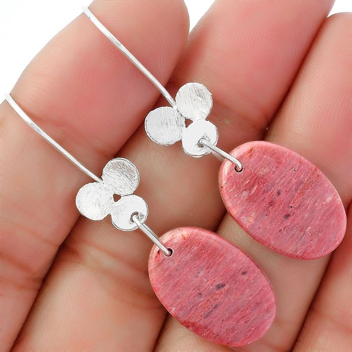 Natural Pink Tulip Quartz Earrings SDE62081 E-1094, 13x20 mm