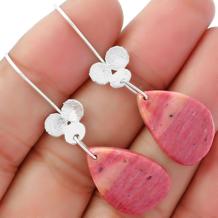 Natural Pink Tulip Quartz Earrings SDE62083 E-1094, 14x21 mm