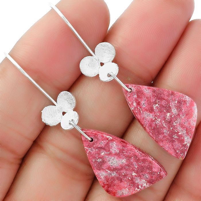 Natural Pink Thulite - Norway Earrings SDE62084 E-1094, 14x24 mm