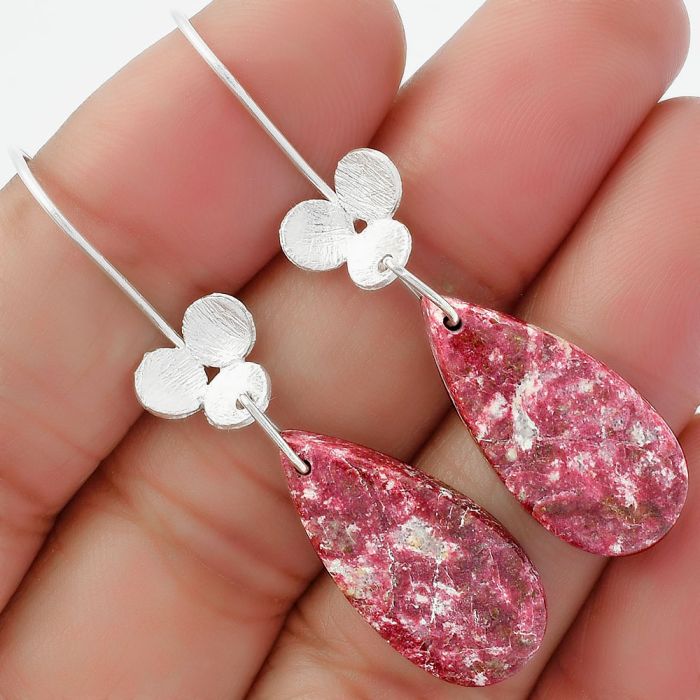 Natural Pink Thulite - Norway Earrings SDE62085 E-1094, 11x24 mm