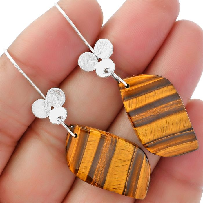 Natural Tiger Eye - Africa Earrings SDE62086 E-1094, 15x29 mm