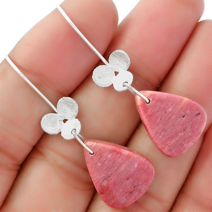 Natural Pink Tulip Quartz Earrings SDE62090 E-1094, 14x18 mm