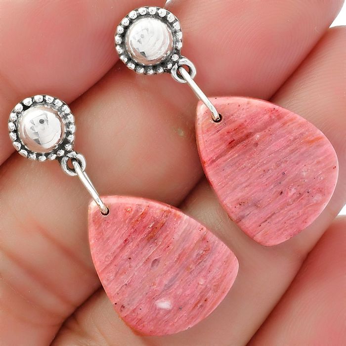 Natural Pink Tulip Quartz Earrings SDE62100 E-1227, 14x19 mm