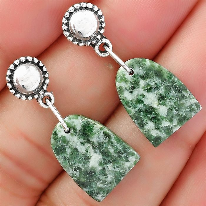 Natural Dioptase Earrings SDE62120 E-1227, 11x15 mm