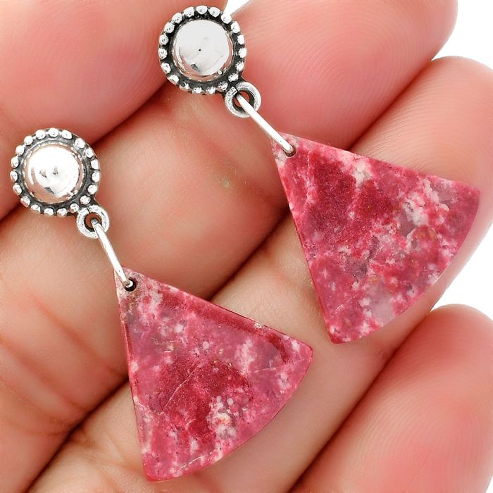 Natural Pink Thulite - Norway Earrings SDE62127 E-1227, 18x19 mm