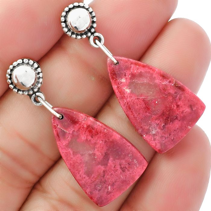 Natural Pink Thulite - Norway Earrings SDE62131 E-1227, 14x23 mm