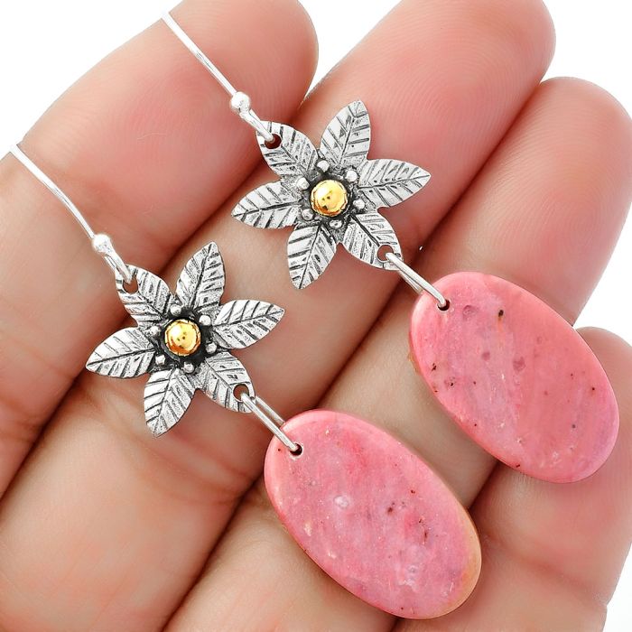 Natural Pink Tulip Quartz Earrings SDE62167 E-1237, 13x22 mm