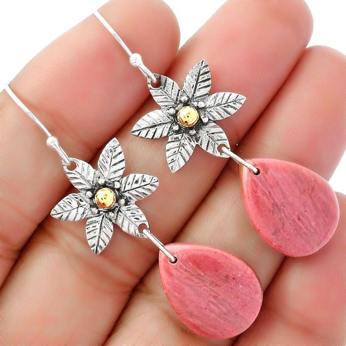 Natural Pink Tulip Quartz Earrings SDE62183 E-1237, 13x18 mm