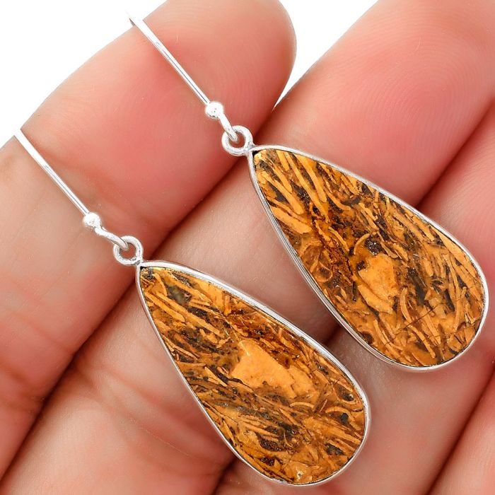 Natural Coquina Fossil Jasper - India Earrings SDE62455 E-1001, 13x26 mm