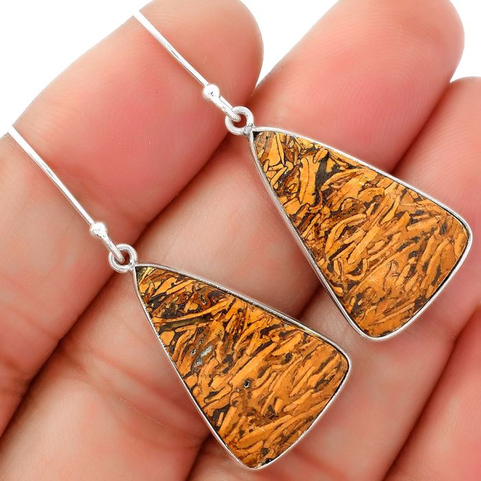 Natural Coquina Fossil Jasper - India Earrings SDE62462 E-1001, 15x24 mm