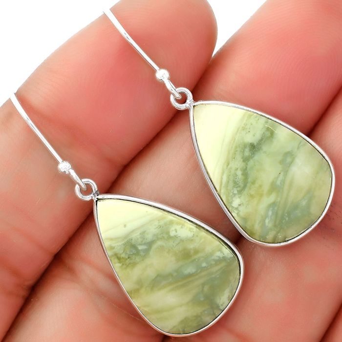 Natural Serpentine Earrings SDE62479 E-1001, 14x22 mm