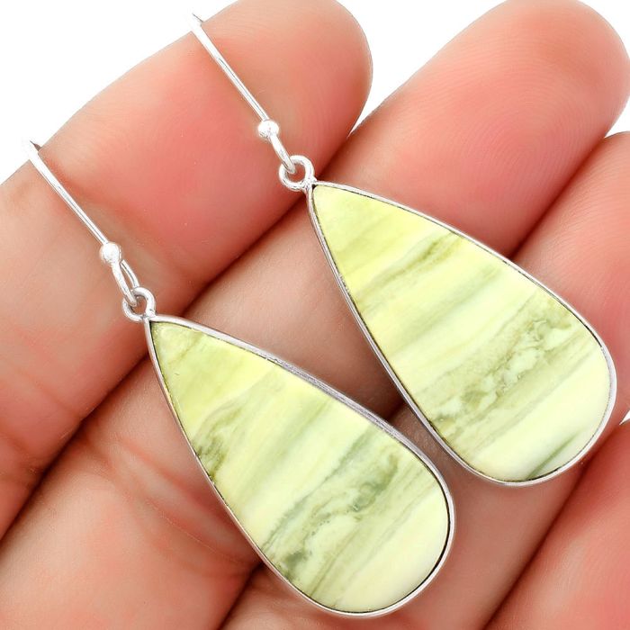 Natural Serpentine Earrings SDE62492 E-1001, 14x29 mm