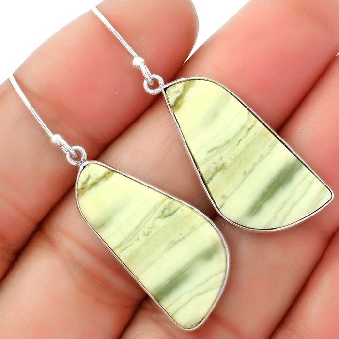 Natural Serpentine Earrings SDE62498 E-1001, 13x27 mm