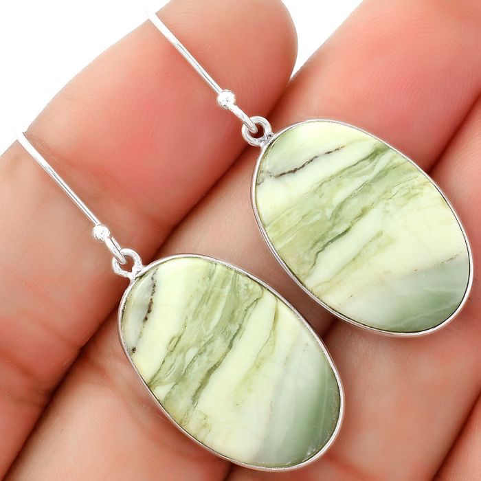 Natural Serpentine Earrings SDE62505 E-1001, 15x23 mm