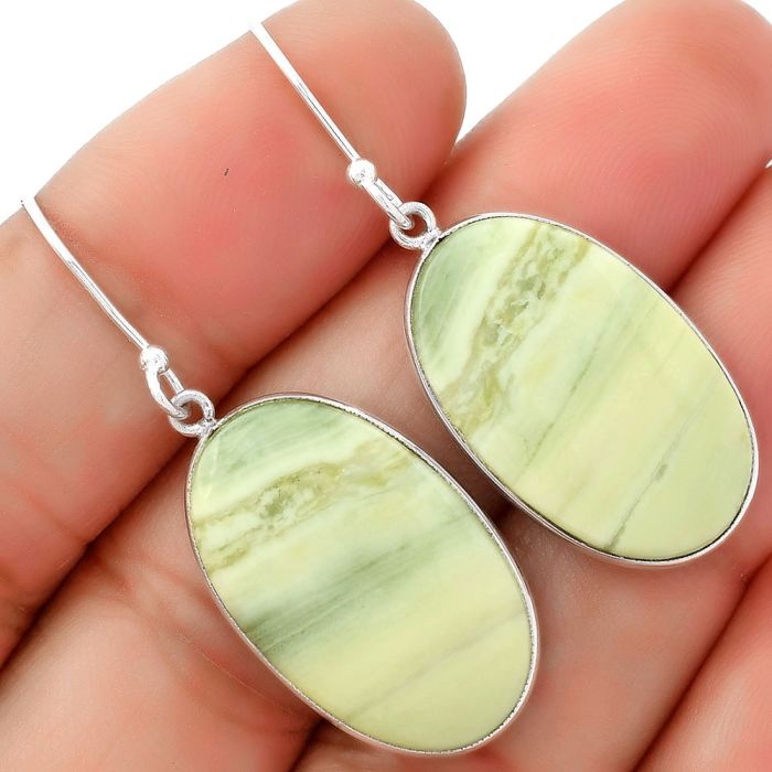 Natural Serpentine Earrings SDE62509 E-1001, 15x24 mm