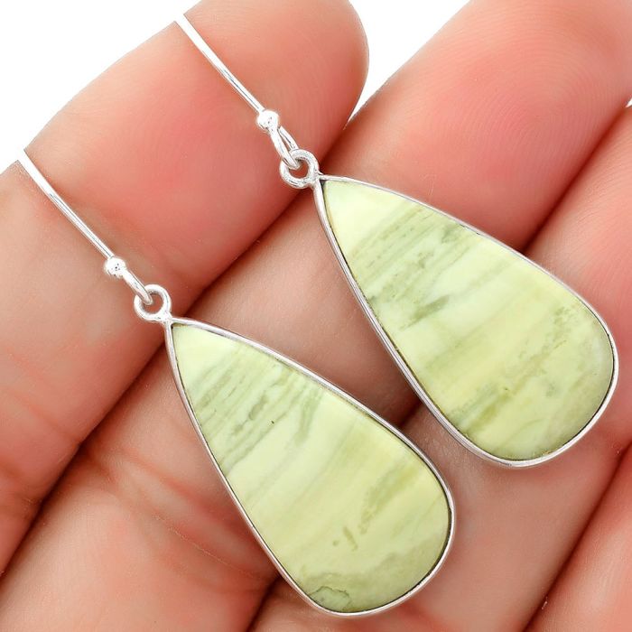 Natural Serpentine Earrings SDE62511 E-1001, 13x26 mm